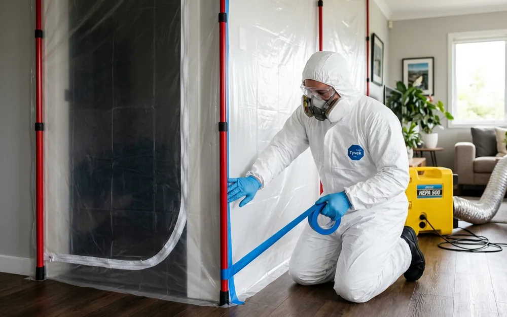 Mould remediation technicians in PPE in Auckland